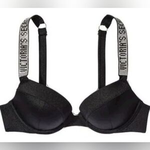38D3 40D Victoria's Secret Swim Shine Strap Sexy Tee Bikini Top Black